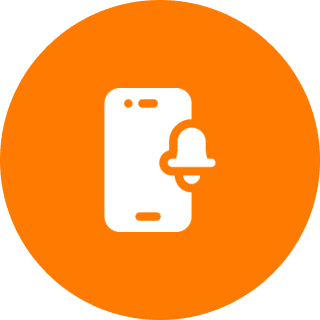 Phone notification icon on orange background