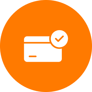 Approved payment symbol in orange circle