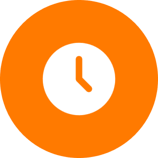 Clock icon on orange background