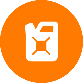 White jerry can symbol, orange circle